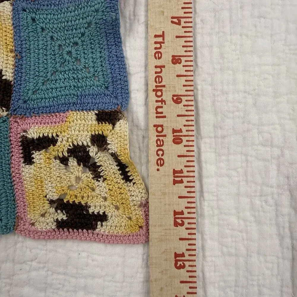 Handcrafted Crochet Granny Squares Multicolor Patchwork Panel Piece